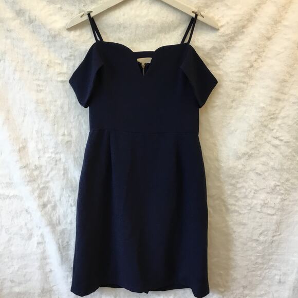 Storee Navy Blue Off-Shoulder Zip-Up Formal Dress - Picture 10 of 13
